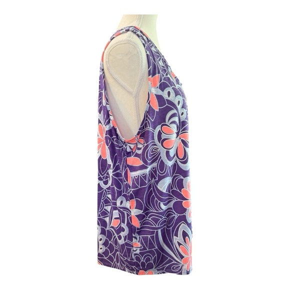 Sew In Love XL Purple Floral Sleeveless Blouse with Crisscross Neckline - Picture 4 of 7